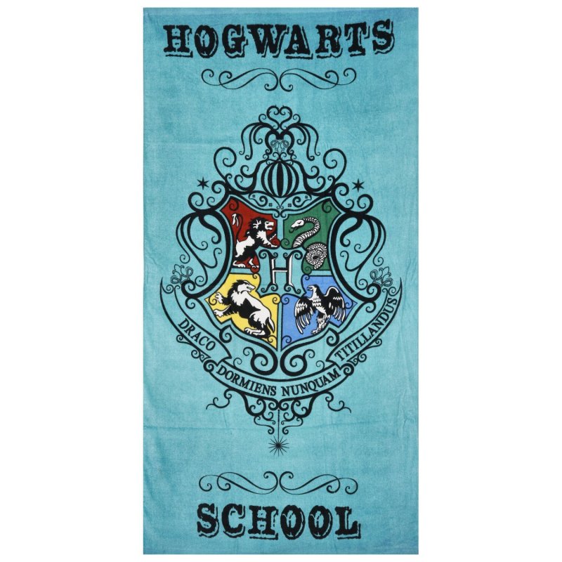 Dětská bavlněná osuška s logem erbů Harry Potter,  zelenomodrá