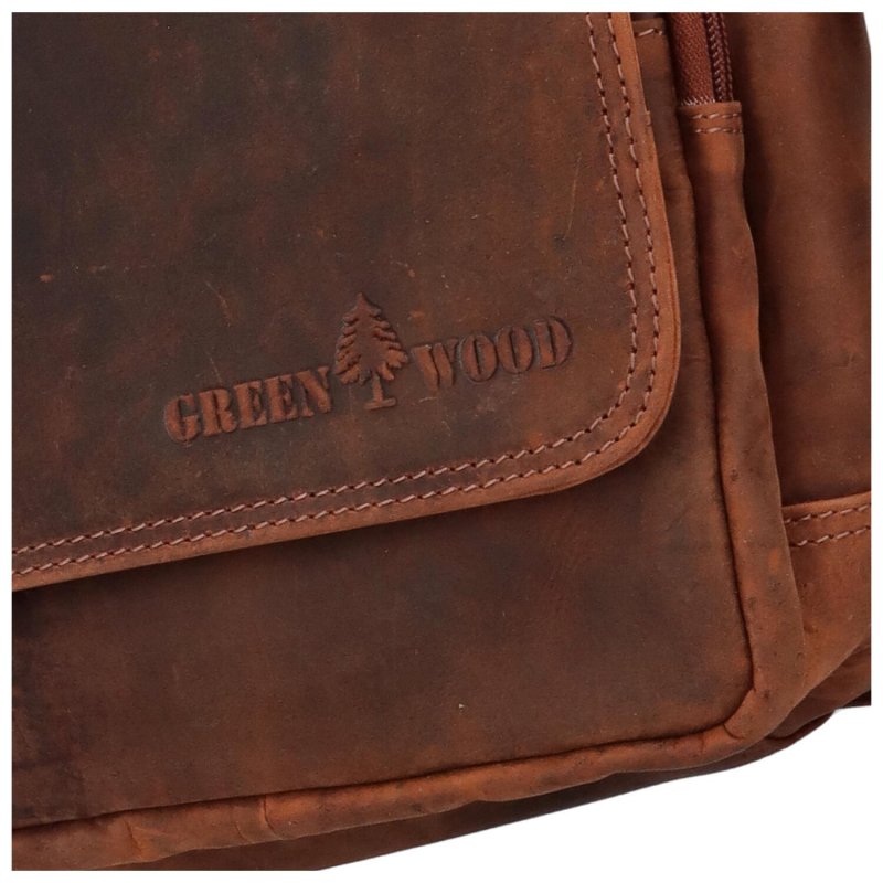 Pánská velká kožená pracovní taška Thomas Green Wood hnědá