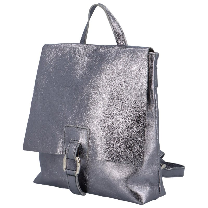 Dámský kožený kabelko batoh Dino, tmavé stříbrný