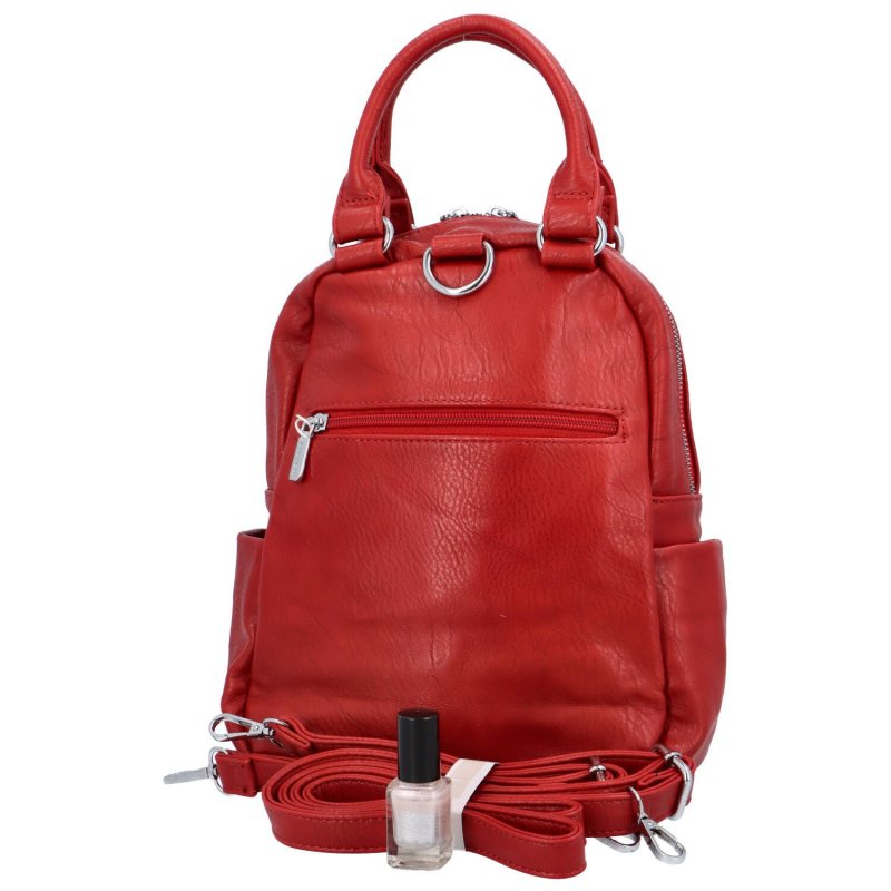 Malý módní dámský koženkový kabelko/batůžek Arianna, červená