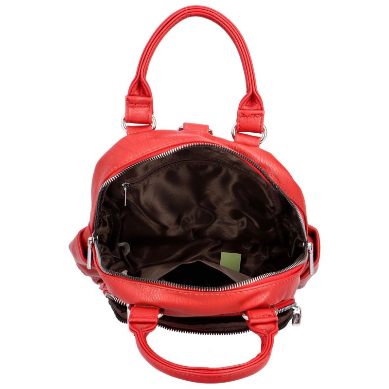 Malý módní dámský koženkový kabelko/batůžek Arianna, červená
