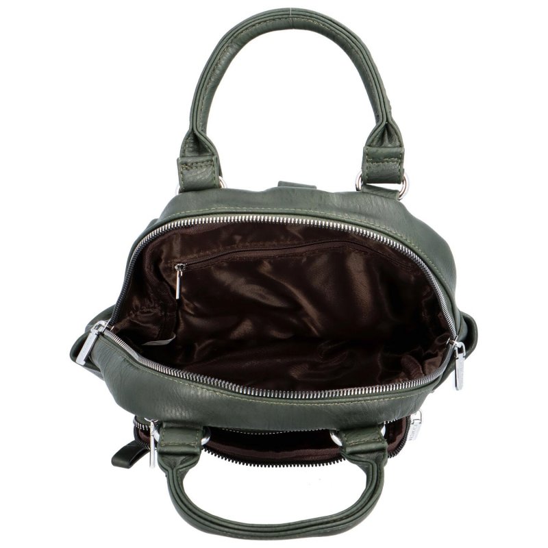 Malý módní dámský koženkový kabelko/batůžek Arianna, tmavě zelená