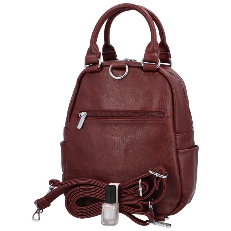 Malý módní dámský koženkový kabelko/batůžek Arianna,  vínová