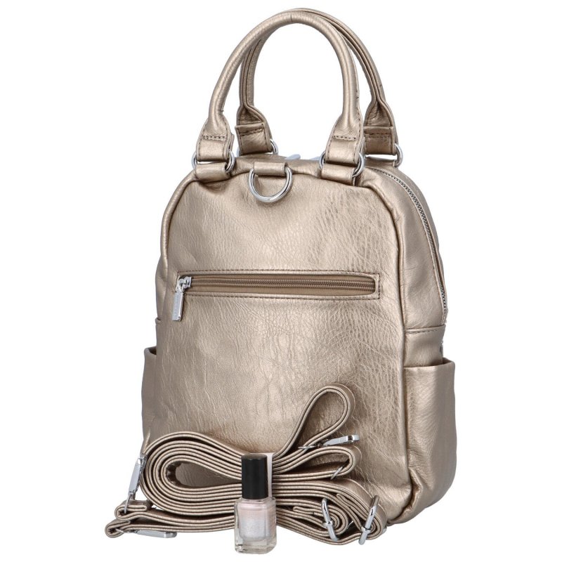 Malý módní dámský koženkový kabelko/batůžek Arianna,  zlatavá
