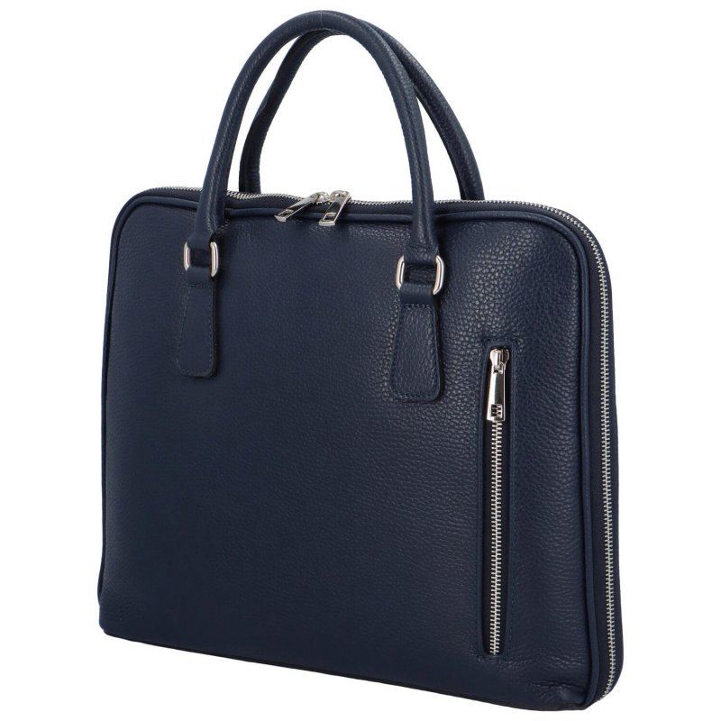 Praktická dámská kožená business taška Emily Brown, modra