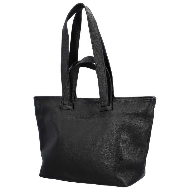 Velká a prostorná dámská kožená taška Sára, černá