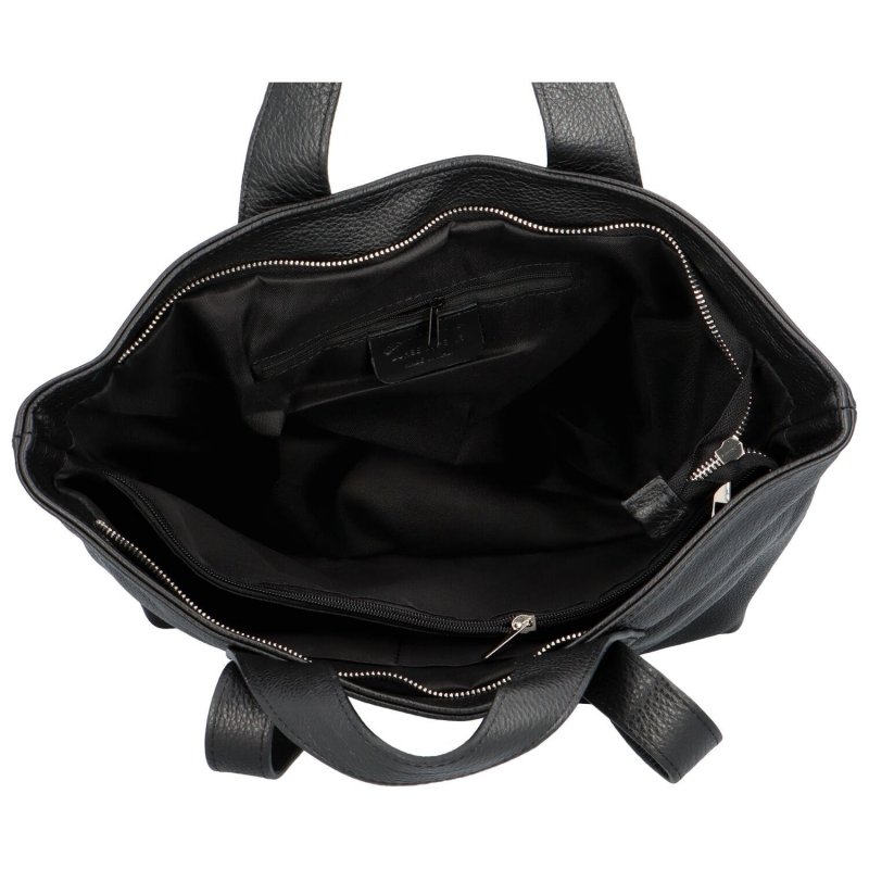 Velká a prostorná dámská kožená taška Sára, černá