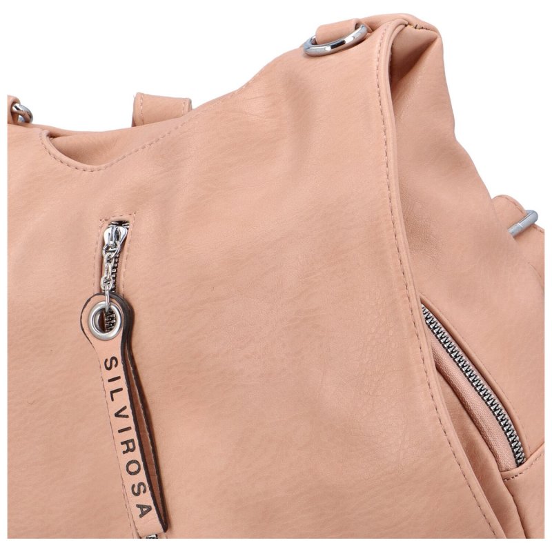 Výrazný dámský koženkový batůžek Laura, růžová