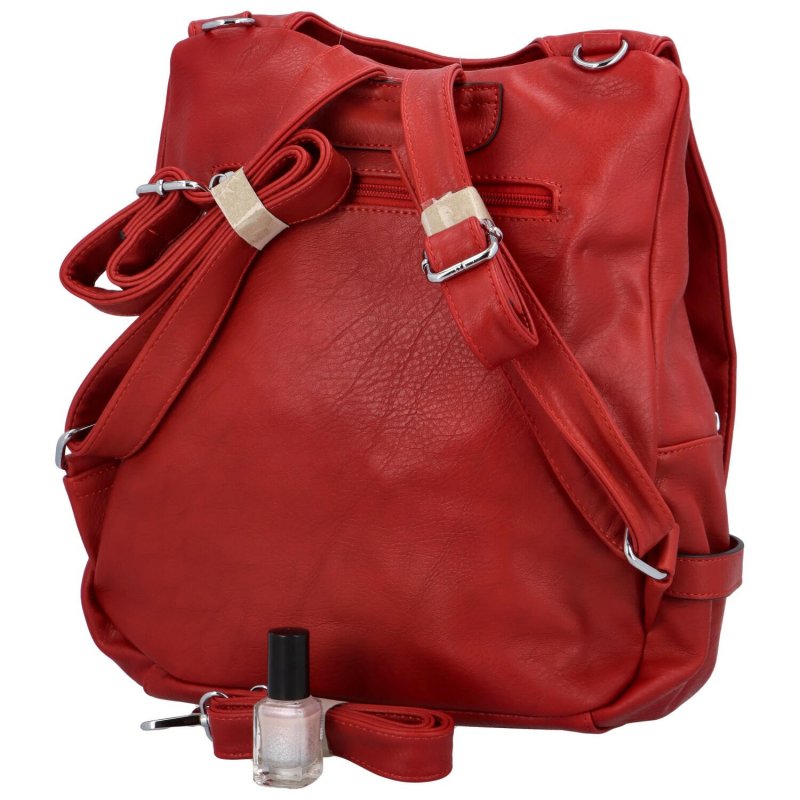 Výrazný dámský koženkový batůžek Laura, červená