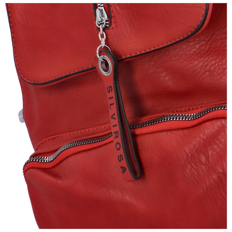 Dámský koženkový batoh s výraznou klopou Igino, červená