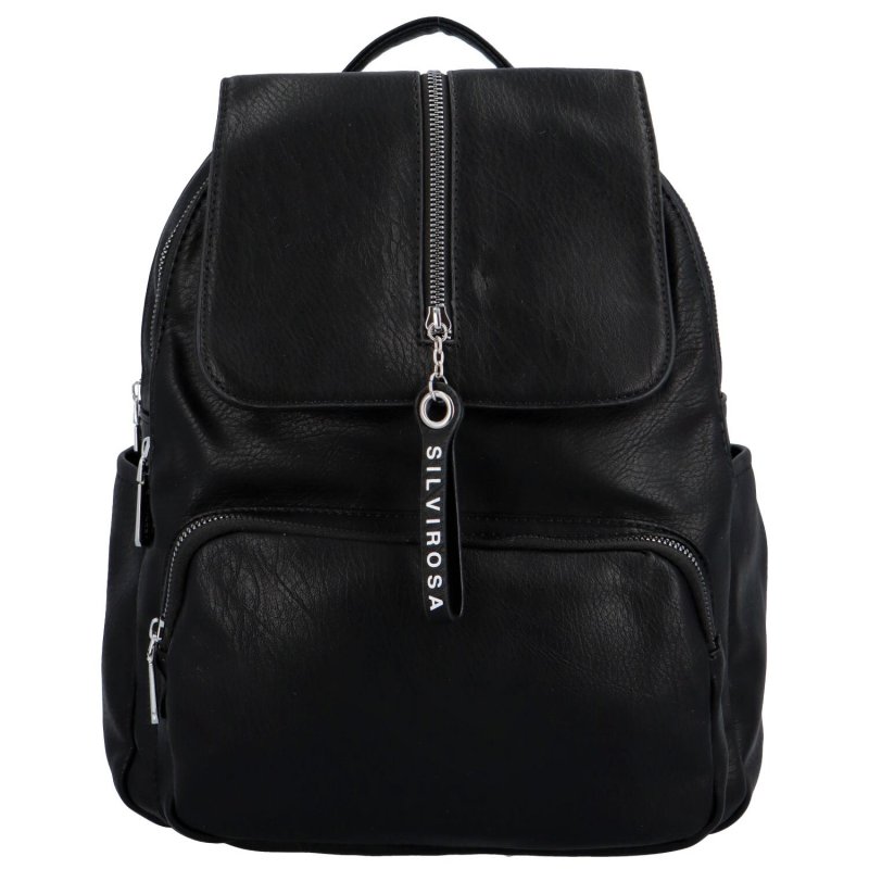 Dámský koženkový batoh s výraznou klopou Igino, černá