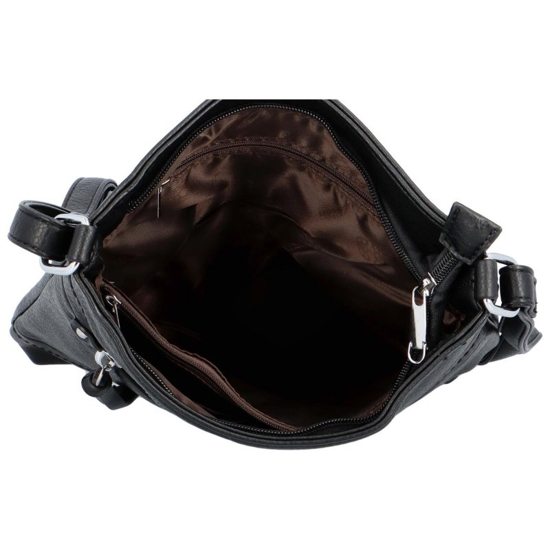 Dámská koženková crossbody kabelka s ozdobným zipem Amelia, černá