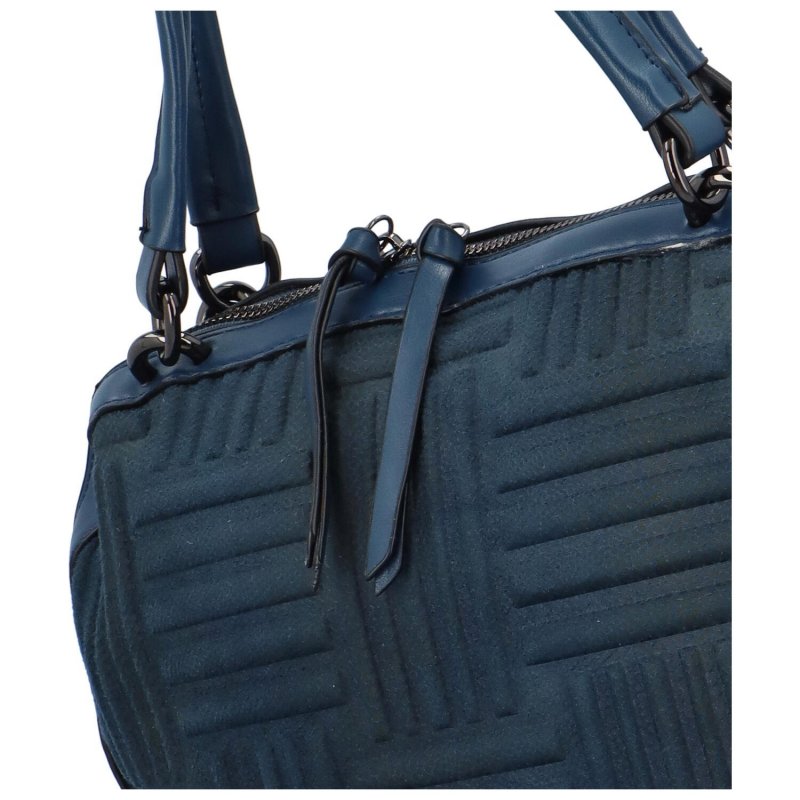 Stylová dámská koženková kabelka do ruky s reliéfem Aldo, modrá