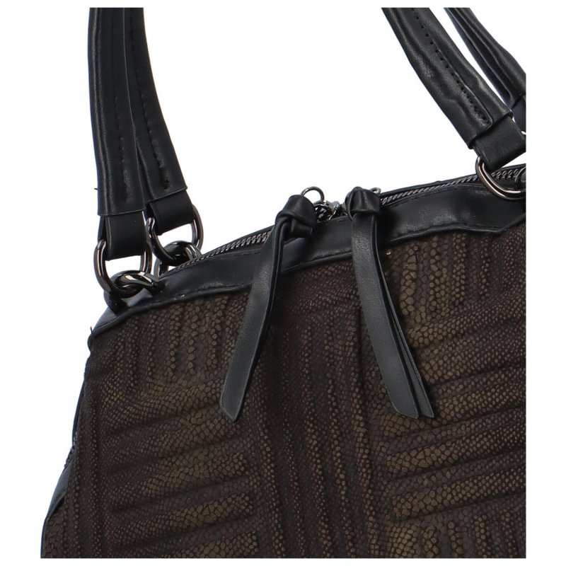 Stylová dámská koženková kabelka do ruky s reliéfem Aldo, černá