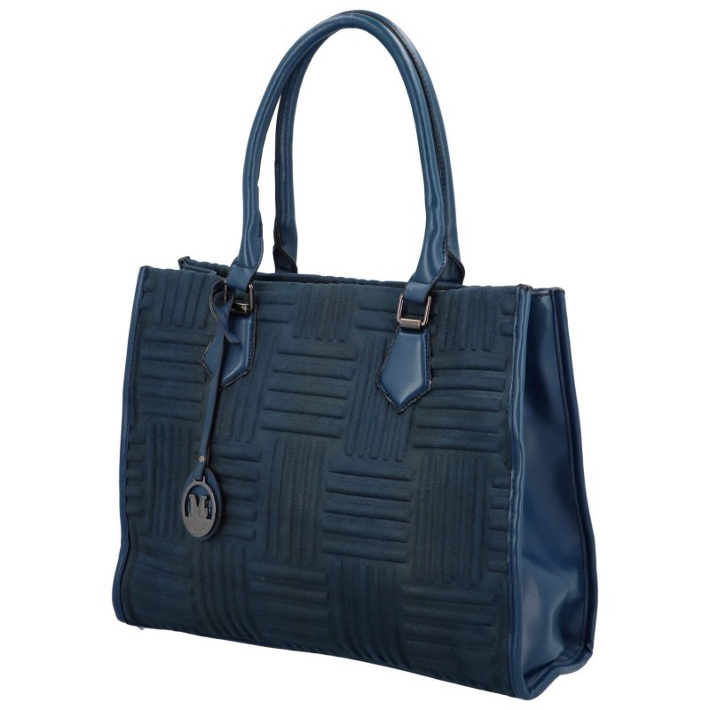 Módní dámská koženková kabelka s reliéfem Basilio, modrá