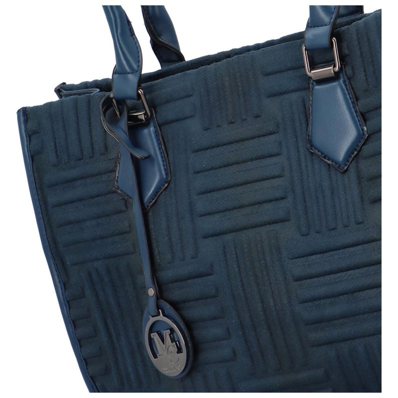 Módní dámská koženková kabelka s reliéfem Basilio, modrá