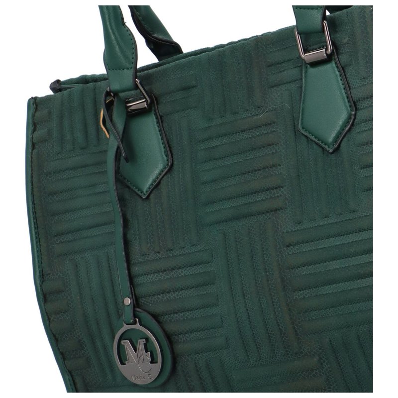 Módní dámská koženková kabelka s reliéfem Basilio, zelená