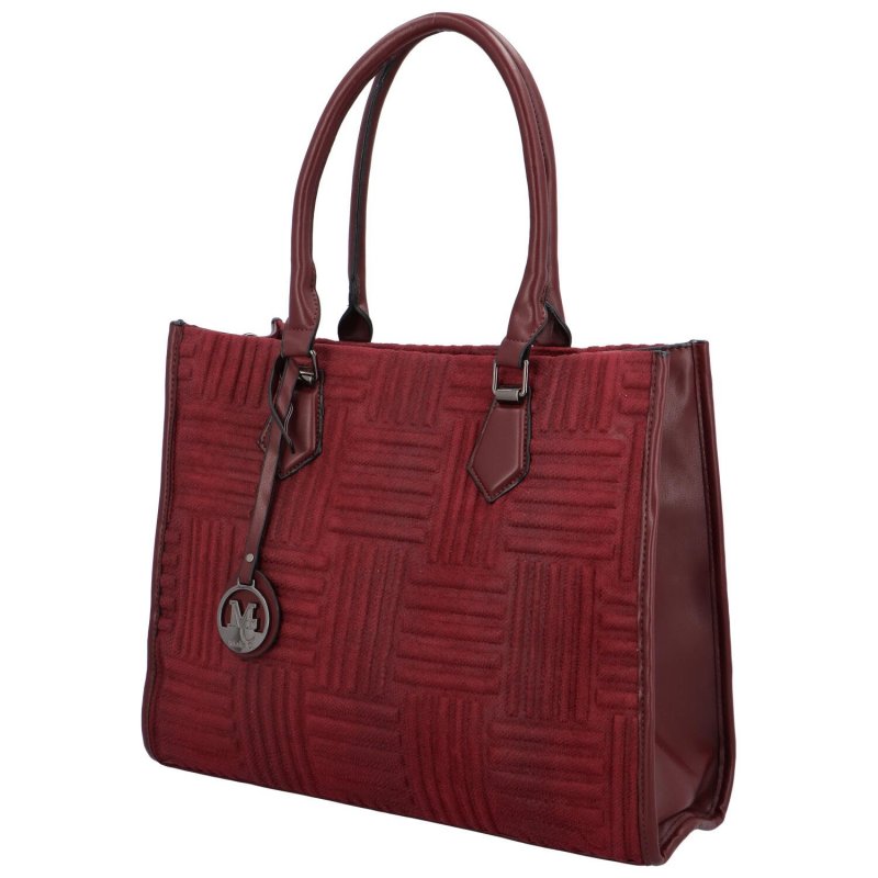 Módní dámská koženková kabelka s reliéfem Basilio, červená