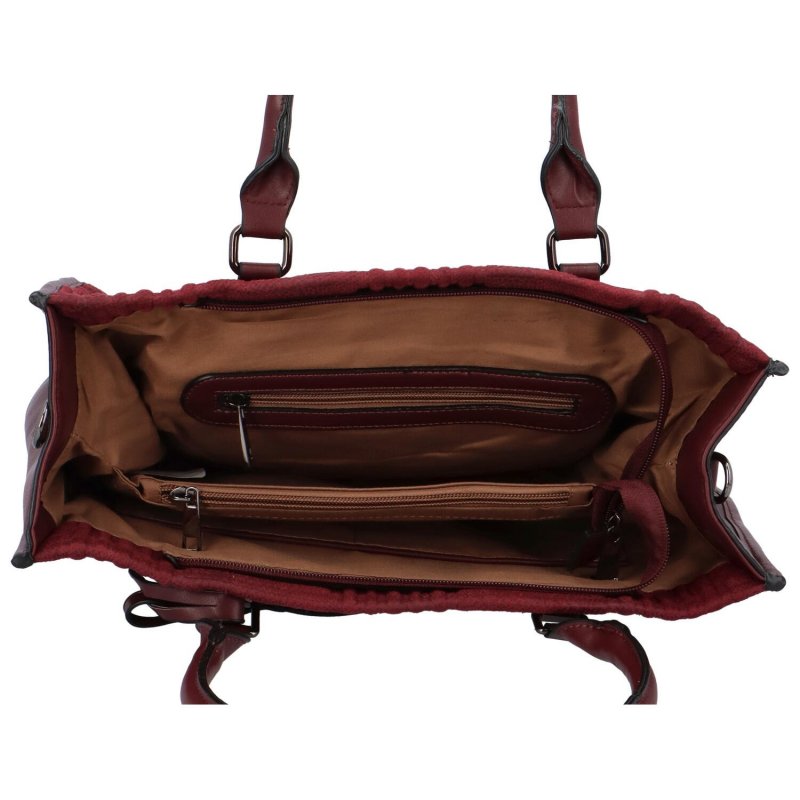 Módní dámská koženková kabelka s reliéfem Basilio, červená