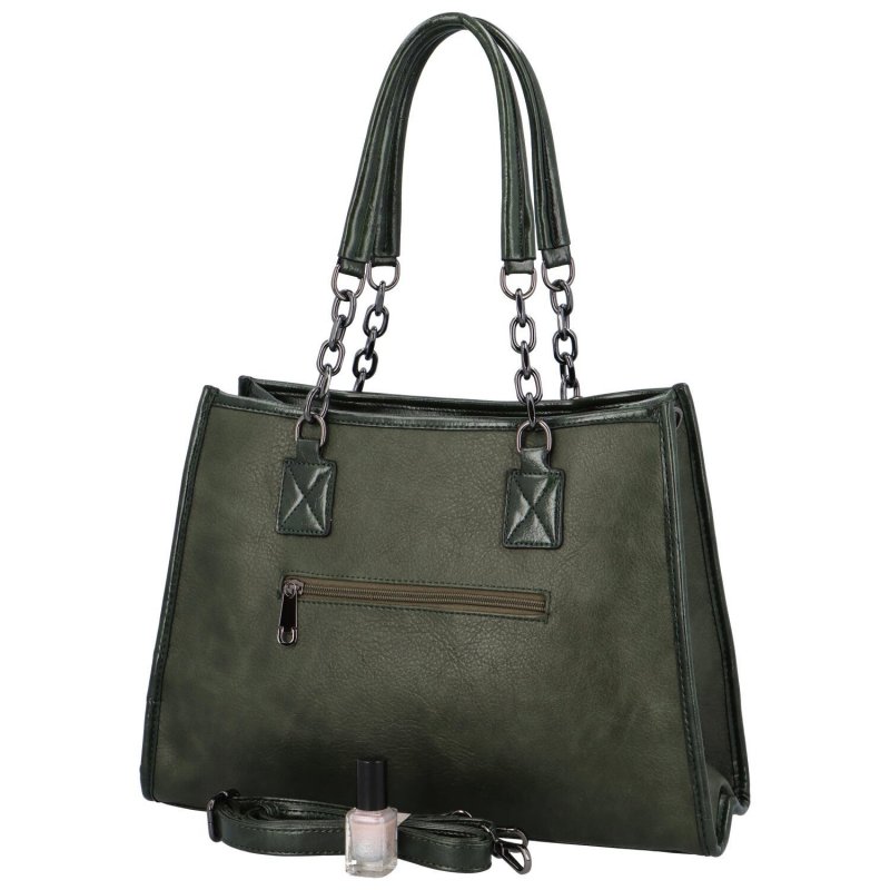 Módní kombinovaná dámská kožeková kabelka s přívěskem Trivolli, zelená