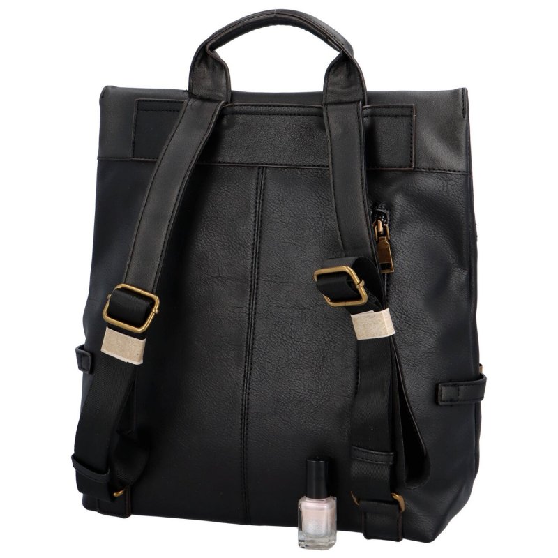 Městský dámský koženkový batoh s překlopem Sidney, černá