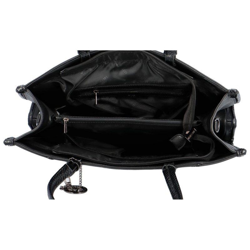 Velká semišová kabelka s ozdobnými panely Silvia, černá