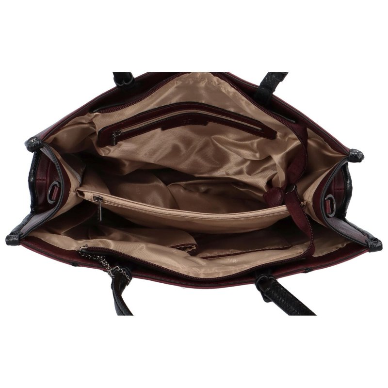 Velká semišová kabelka s ozdobnými panely Silvia, vínová