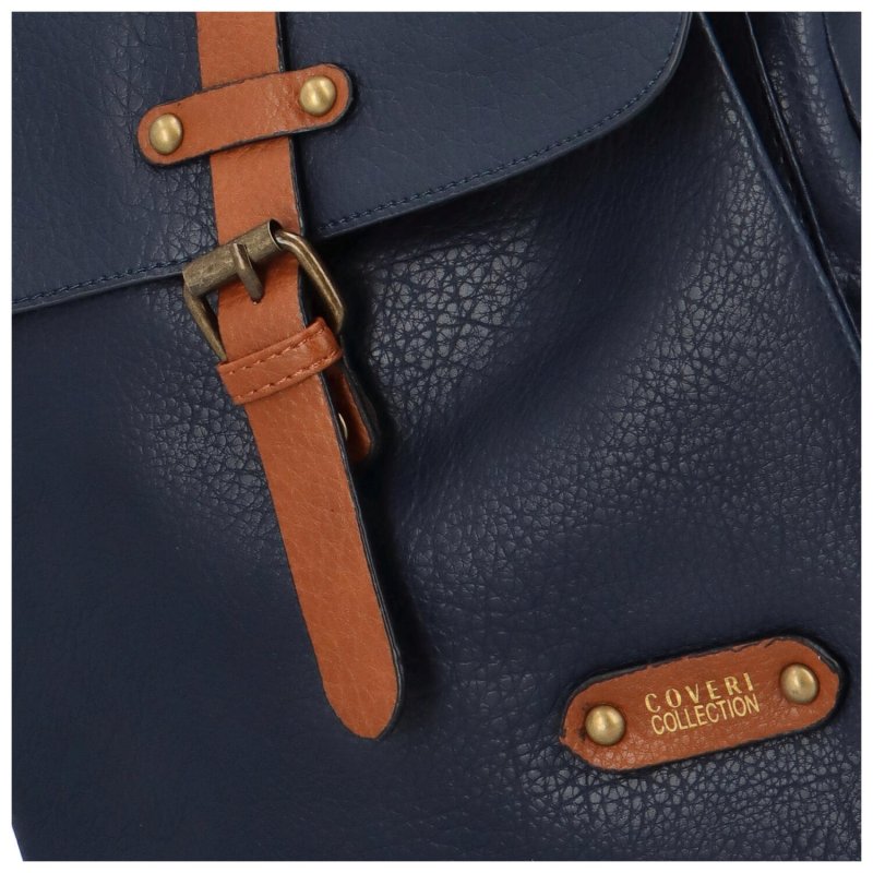Stylová dámská koženková kabelka/batoh Leonela, tmavě modrá