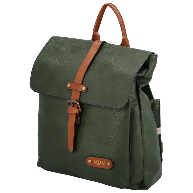 Stylová dámská koženková kabelka/batoh Leonela, zelená