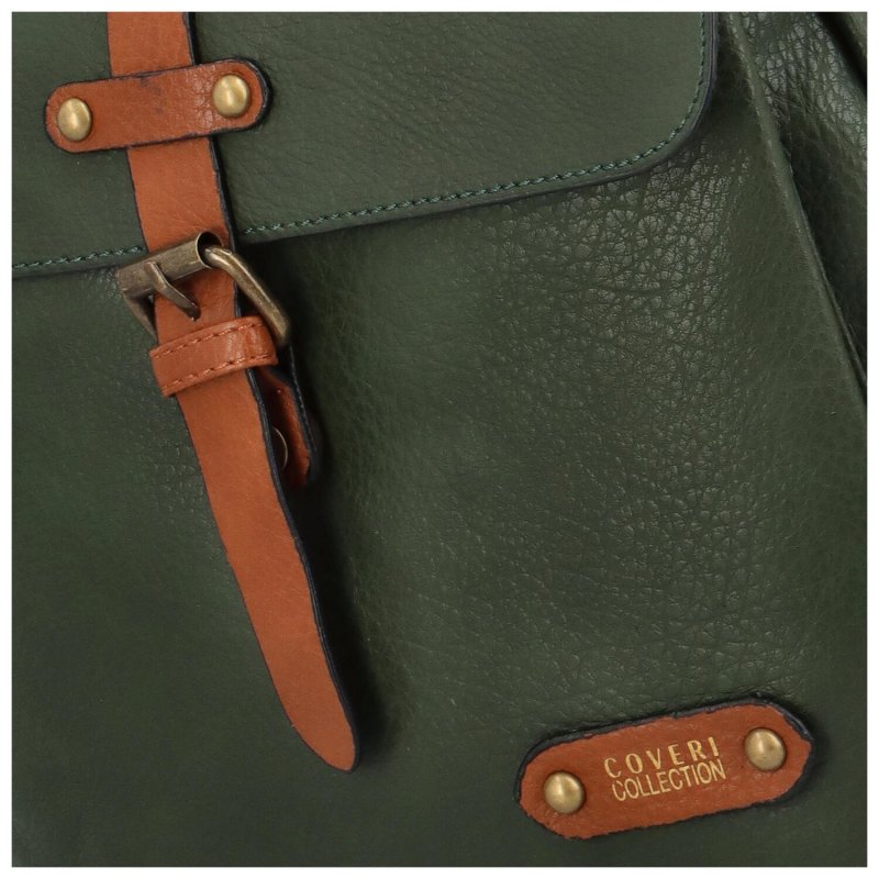 Stylová dámská koženková kabelka/batoh Leonela, zelená