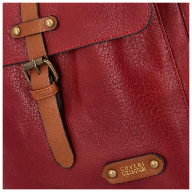 Stylová dámská koženková kabelka/batoh Leonela, červená