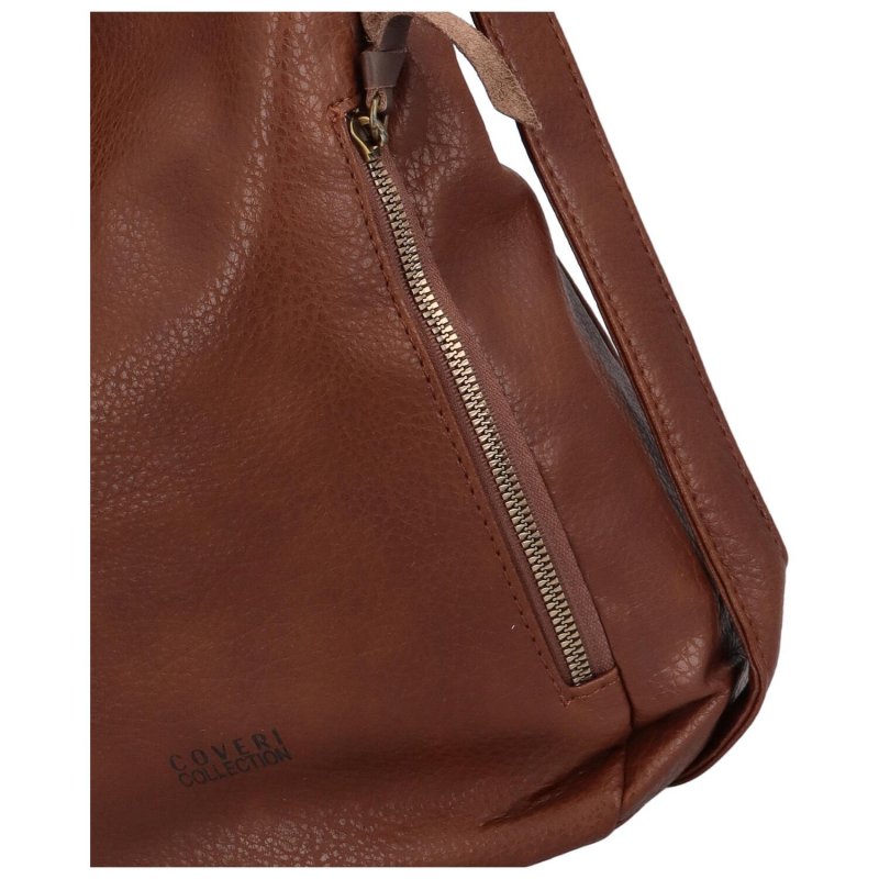 Trendový dámský koženkový kabelko-batoh Elene,  tmavě hnědá