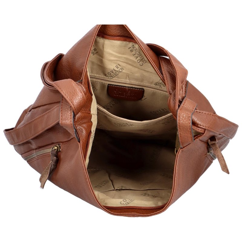 Trendový dámský koženkový kabelko-batoh Elene,  tmavě hnědá