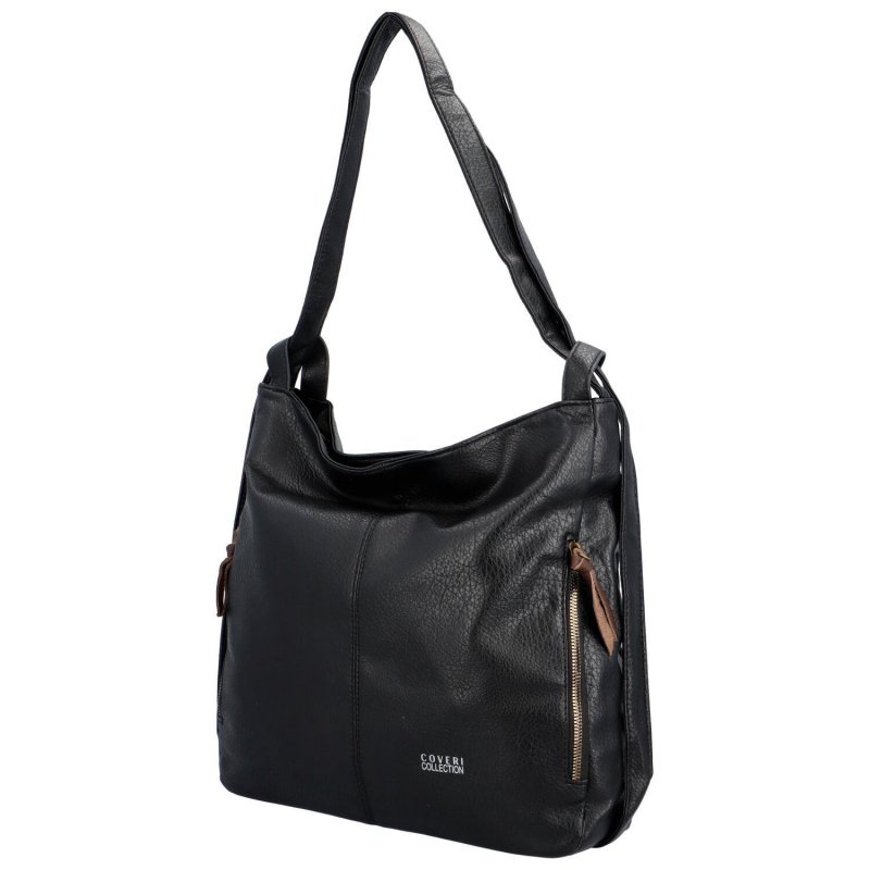 Trendový dámský koženkový kabelko-batoh Elene,  černá