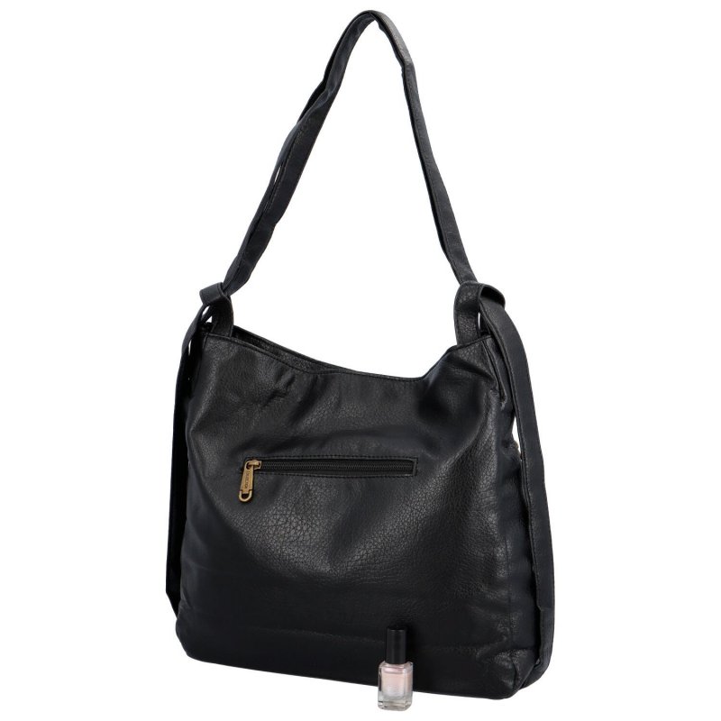 Trendový dámský koženkový kabelko-batoh Elene,  černá