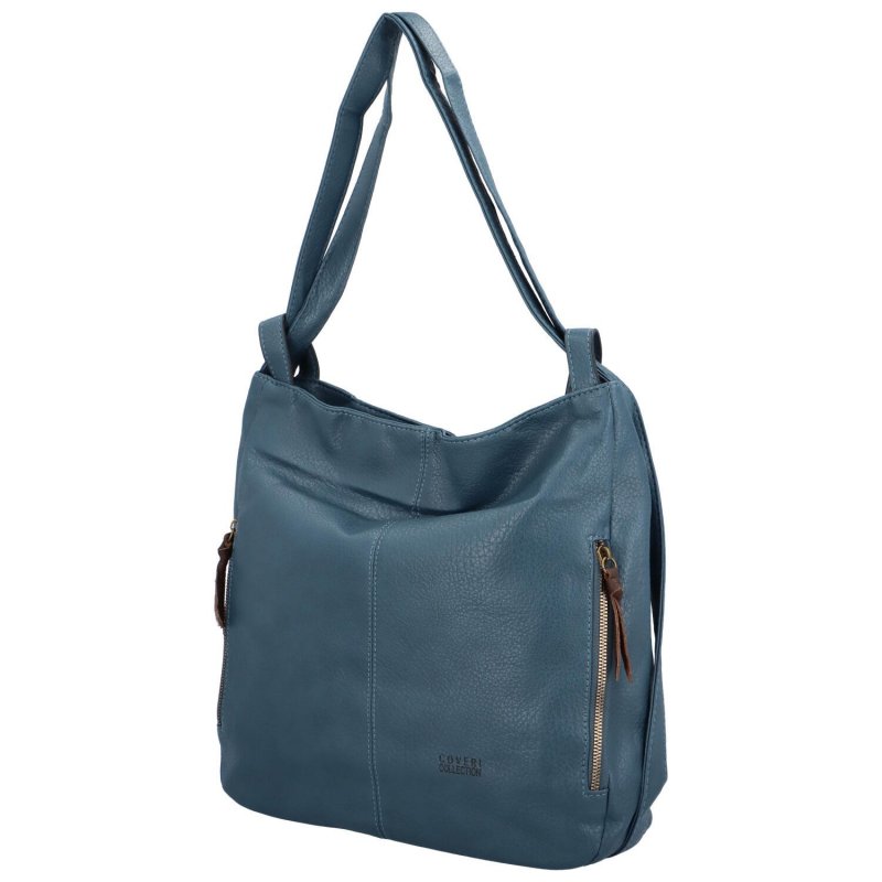 Trendový dámský koženkový kabelko-batoh Elene,  tmavě modrá