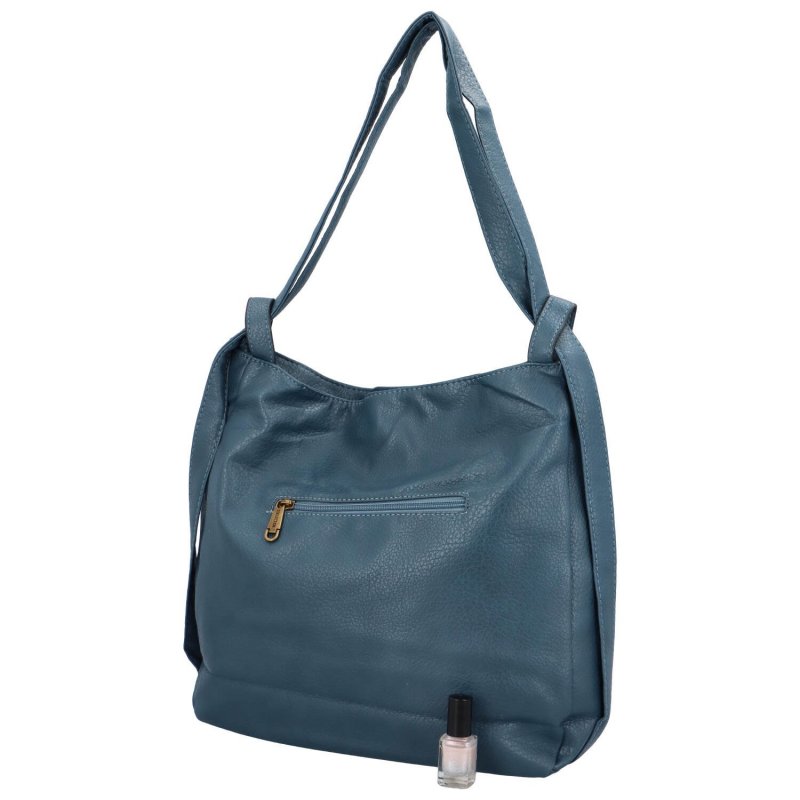 Trendový dámský koženkový kabelko-batoh Elene,  tmavě modrá