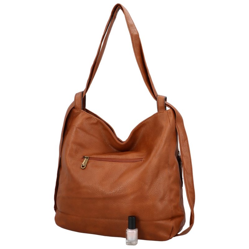 Trendový dámský koženkový kabelko-batoh Elene,  hnědá