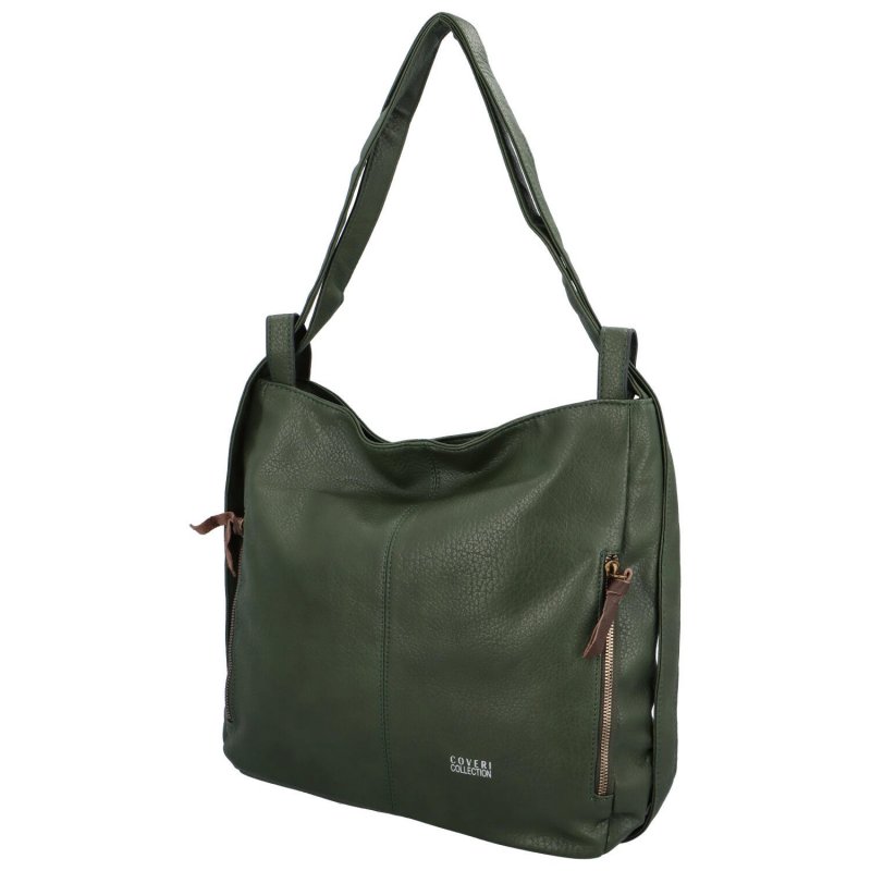 Trendový dámský koženkový kabelko-batoh Elene,  zelená