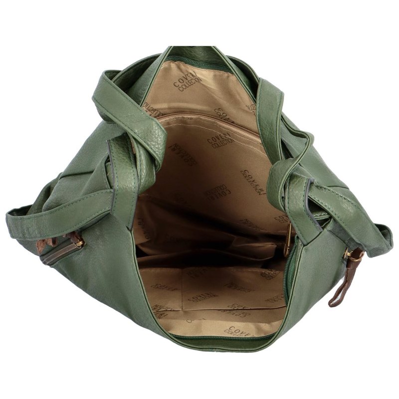 Trendový dámský koženkový kabelko-batoh Elene,  zelená
