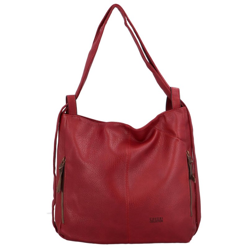 Trendový dámský koženkový kabelko-batoh Elene,  vínová