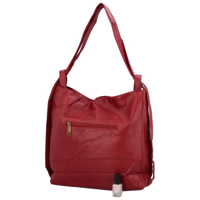 Trendový dámský koženkový kabelko-batoh Elene,  vínová