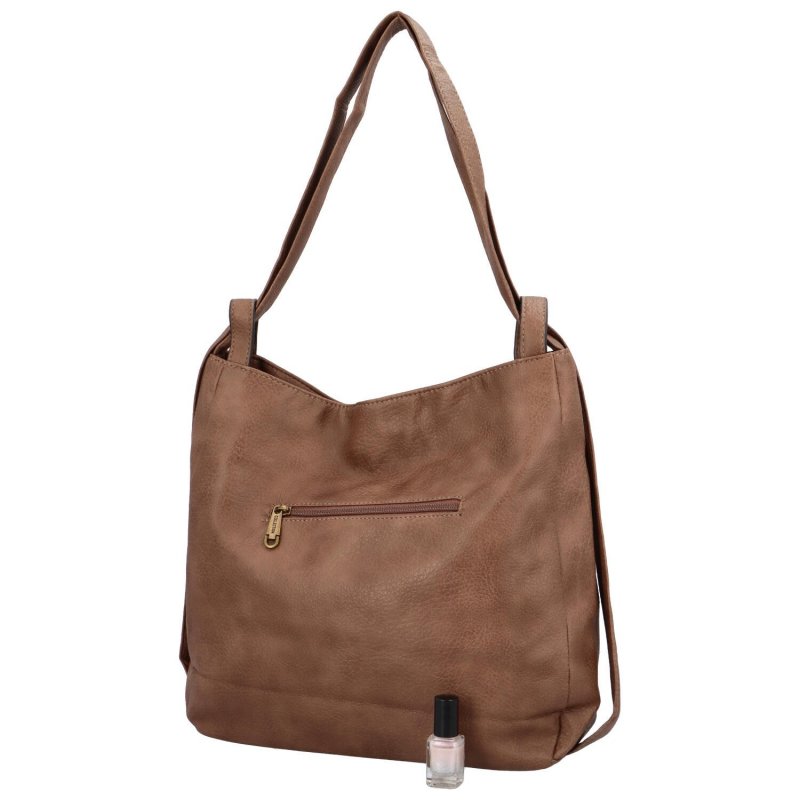 Trendový dámský koženkový kabelko-batoh Elene,  světle hnědá