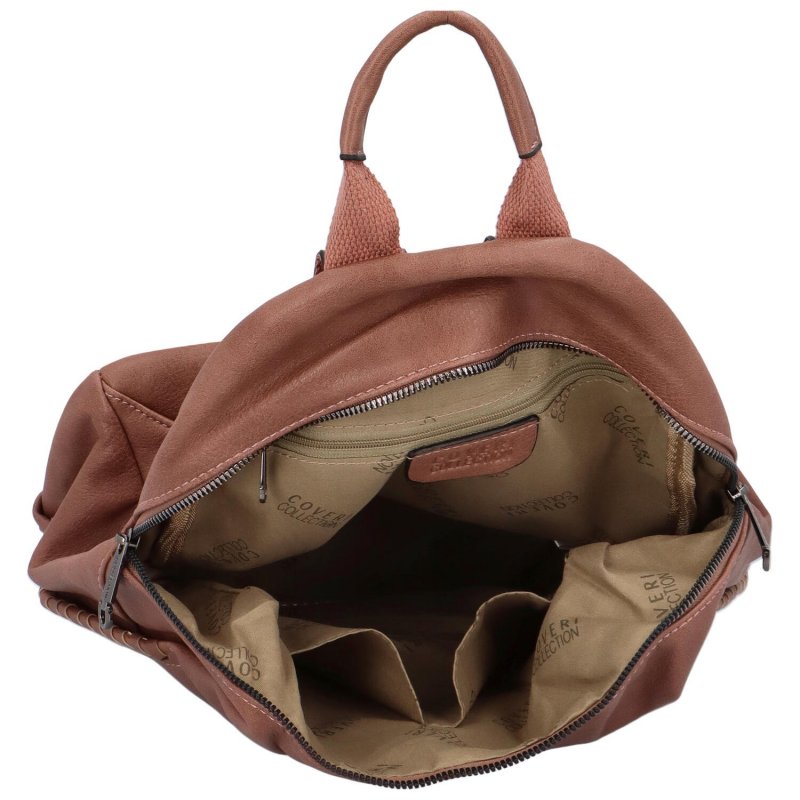 Trendový dámský koženkový batůžek Radana, růžová