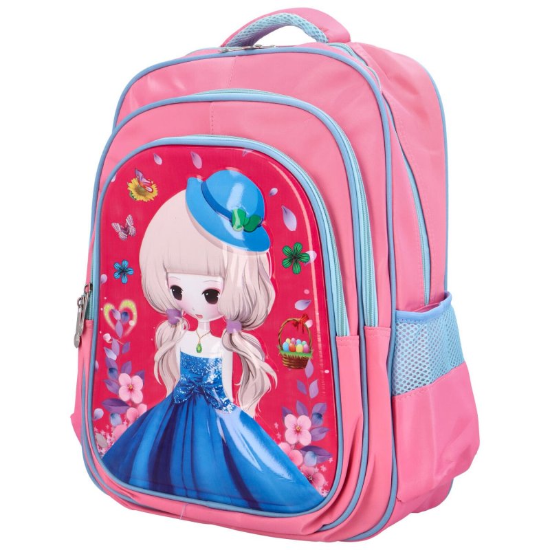 Dětský látkový školní batoh Princezna s kloboučkem, světle růžová