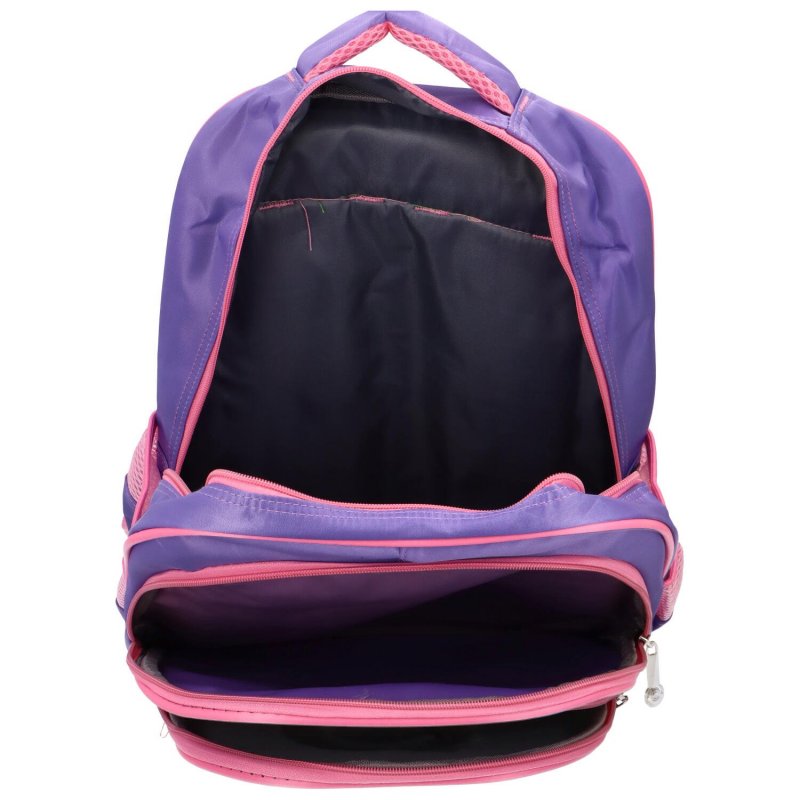 Dětský látkový školní batoh Princezna s květinou, fialová