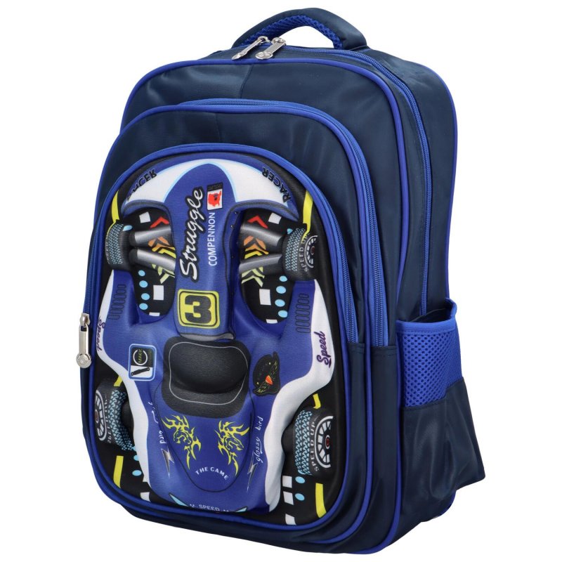 Dětský látkový školní batoh Formule, tmavě modrá