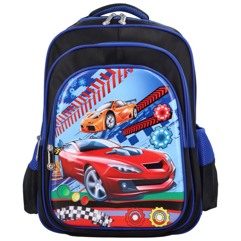 Dětský látkový školní batoh Závodní auto, černá