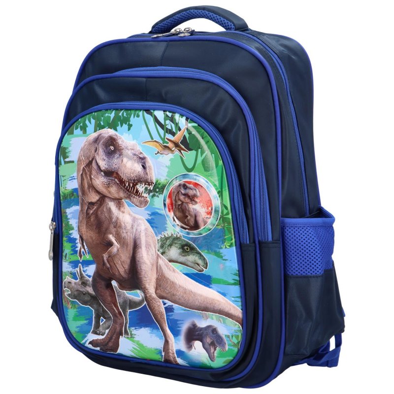 Dětský látkový školní batoh Dinosaurus, tmavě modrá