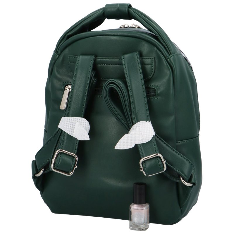 Trendový dámský koženkový batoh Elba, tmavě zelená
